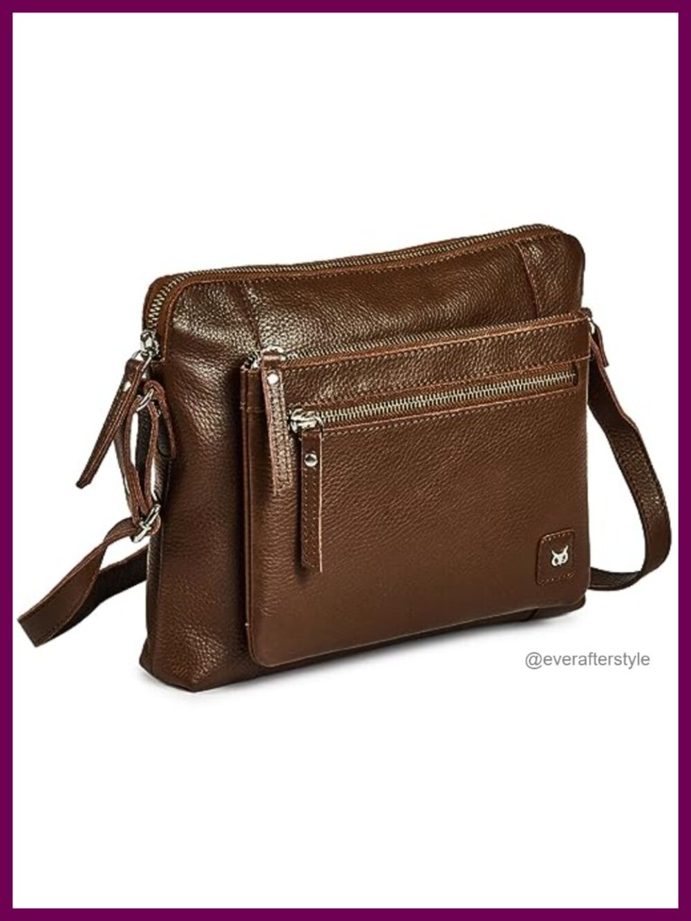 Genuine Pebbled Leather Crossbody Bag Small Adjustable Strap Sling Purse